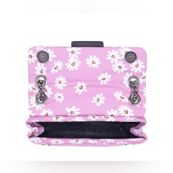 Kurt Geiger London Pink Rhinestone Flower Fabric Mini Kensington Crossbody Bag - Picture 10 of 11